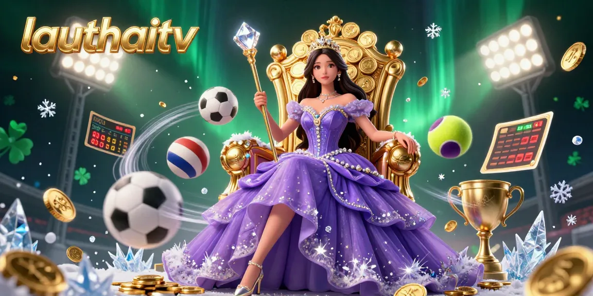 Experience thrilling sports betting with lauthaitv's high-energy illustration featuring dynamic sports elements.