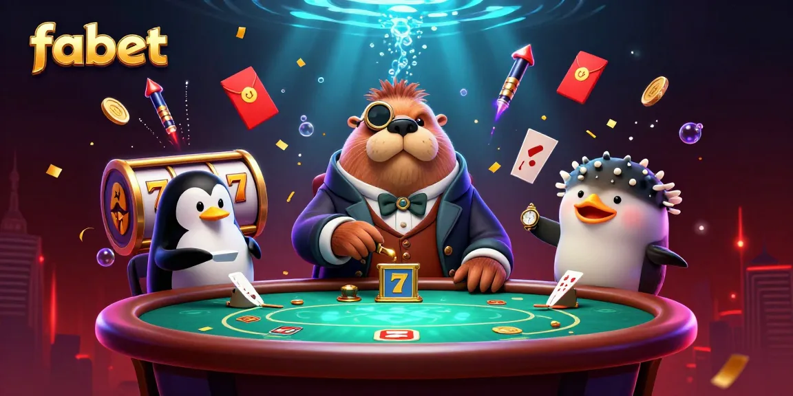 Join the fun at fabet with a jolly walrus at the poker table featuring dynamic gambling elements.