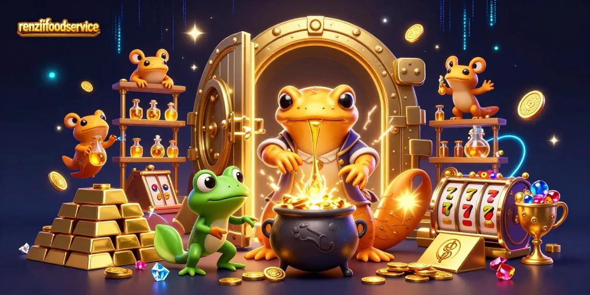Transforming gold into gaming winnings with renzifoodservice's enchanting scene filled with treasures.