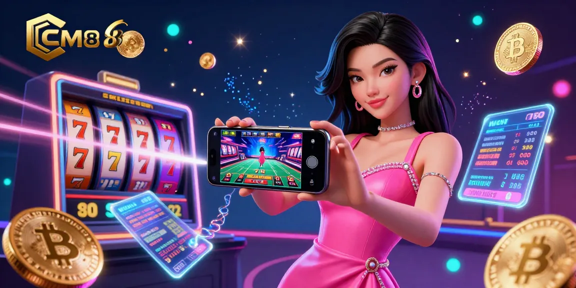 Experience CM88's vibrant casino action with a stunning Asian woman engaging in live dealer games.