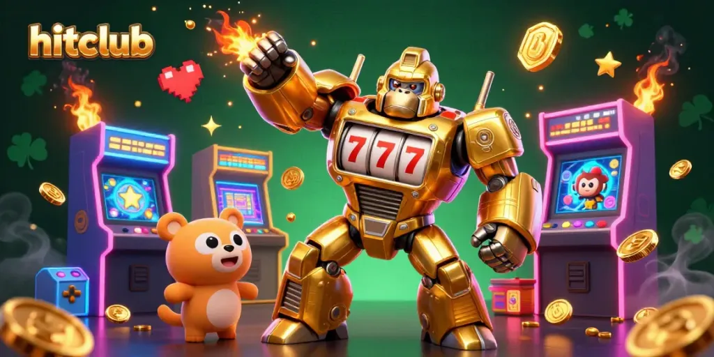 Experience hitclub excitement as the golden gorilla mech wins big with jackpot slots!