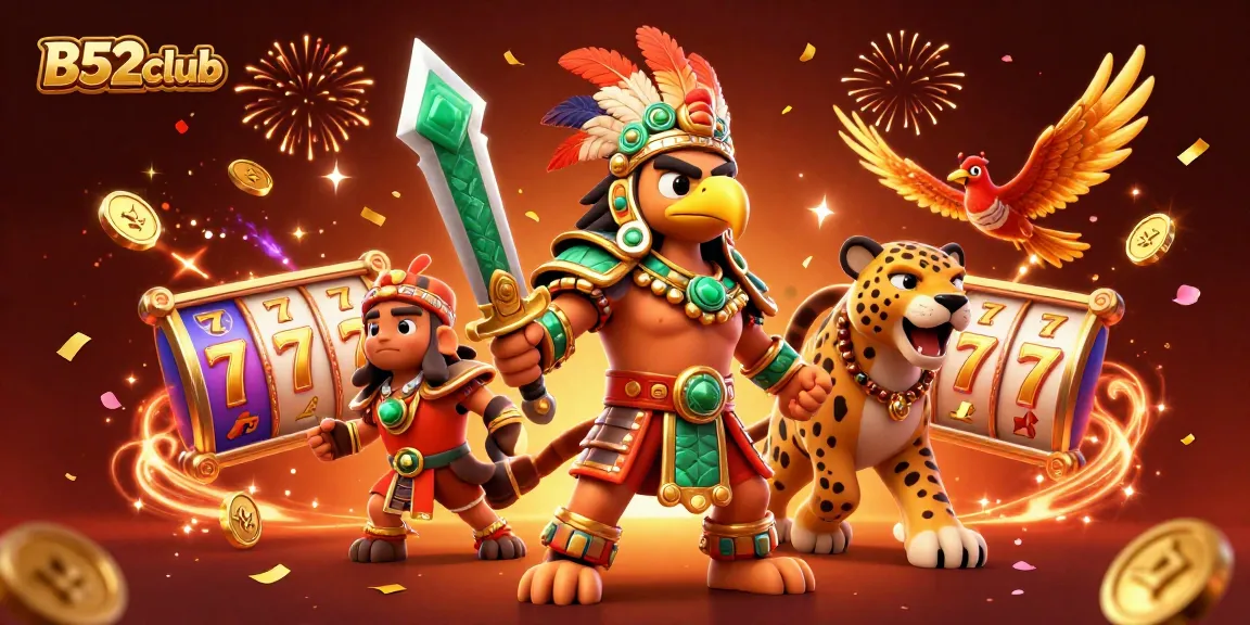 B52club offers exhilarating slot action with energetic characters and vibrant game elements in a festive atmosphere.