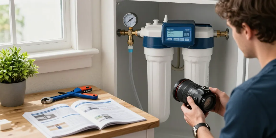 AQUA CREST AP431 AP430SS Whole House Scale Inhibitor system setup in a clean basement utility room.