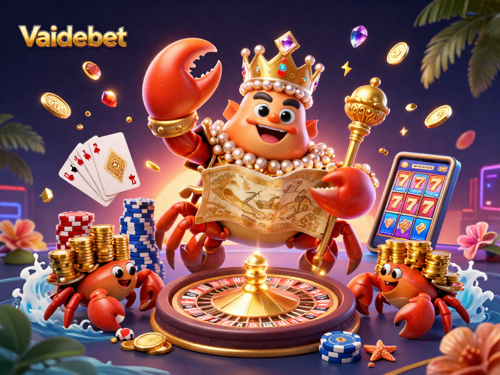 Spin to win at Vaidebet with a vibrant 3D casino scene showcasing exciting games and treasures.