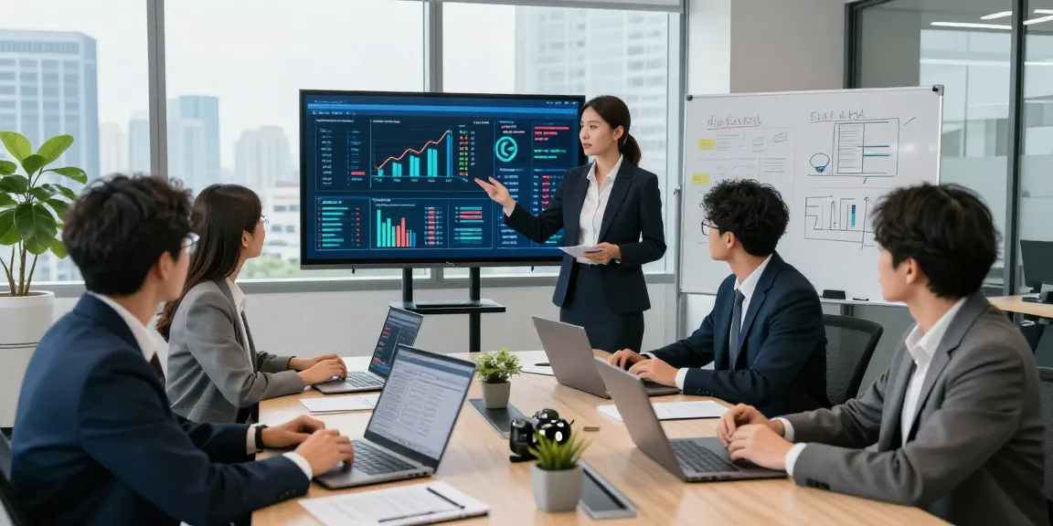 Team collaborating on document fraud detection strategies in a modern office setting, showcasing analytics and teamwork.