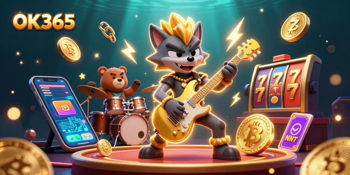 Experience exciting action at OK365 with an electrifying 3D casino scene featuring vibrant characters and game elements.