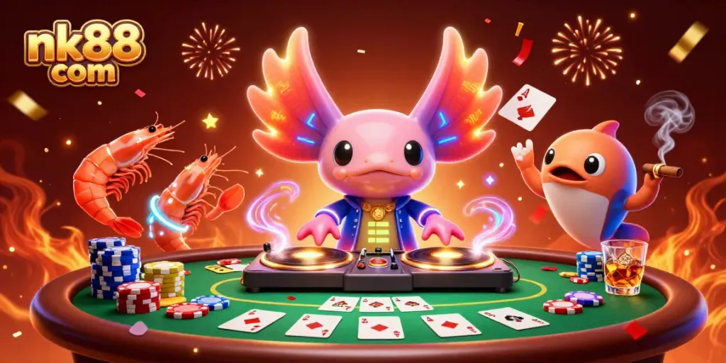 Engage with thrilling gameplay at nk88 com with an animated casino scene featuring vibrant characters.