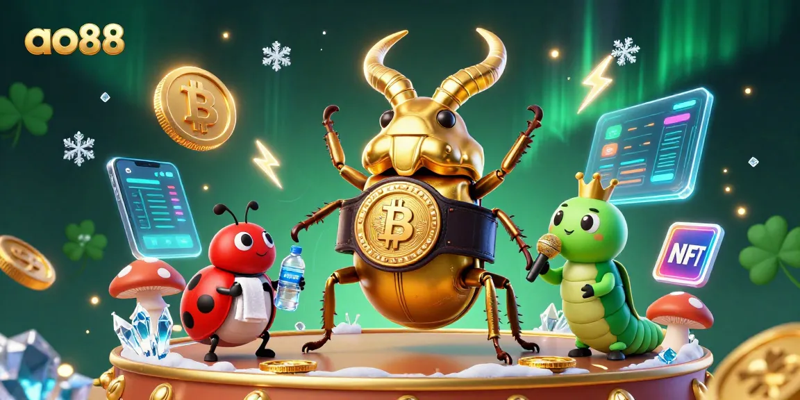 Experience the thrilling gameplay of ao88 with a vibrant 3D illustration featuring unique casino characters.