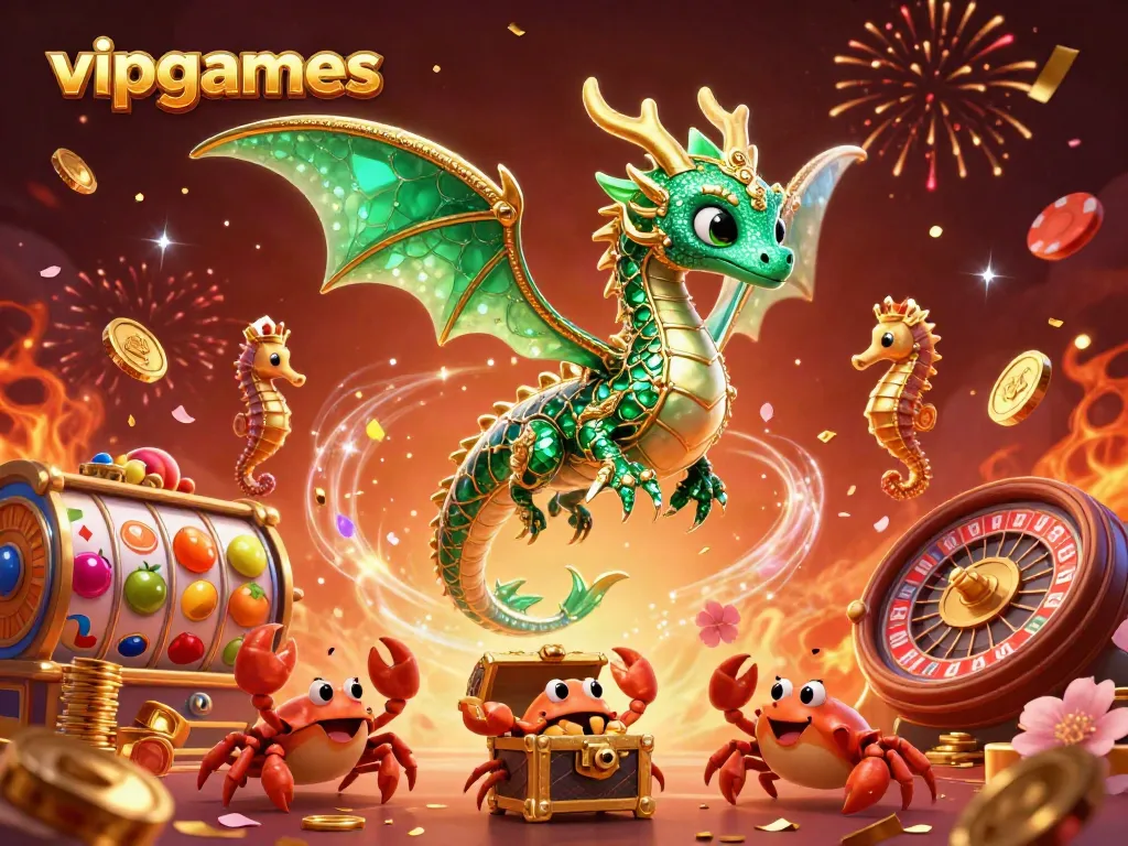 Experience the excitement of vipgames with dazzling casino action featuring a sea dragon and vibrant slot elements.