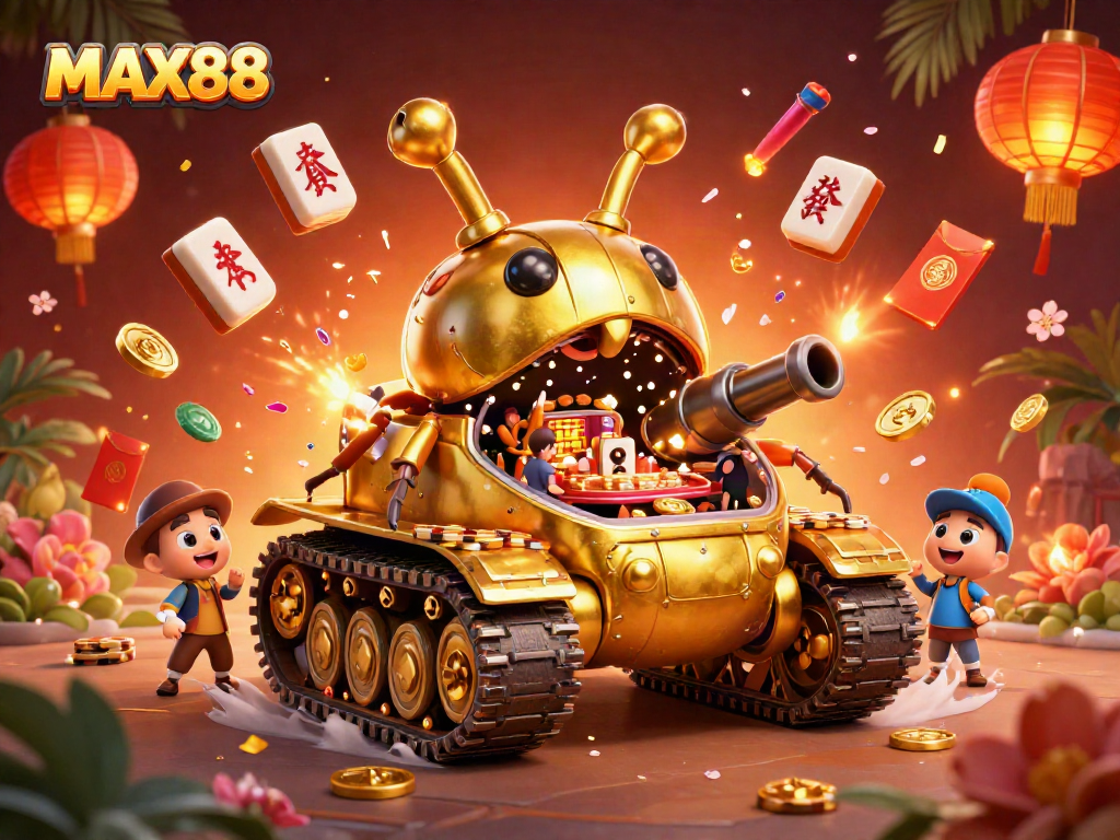 Engage in MAX88's thrilling casino atmosphere with a vibrant 3D cartoon illustration showcasing excitement.