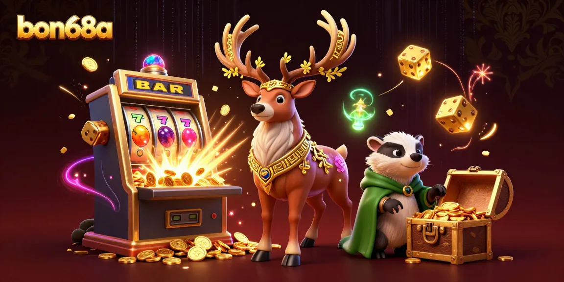 Experience the thrill with bon68a's vibrant 3D slot machine jackpot scene showcasing dynamic casino action.