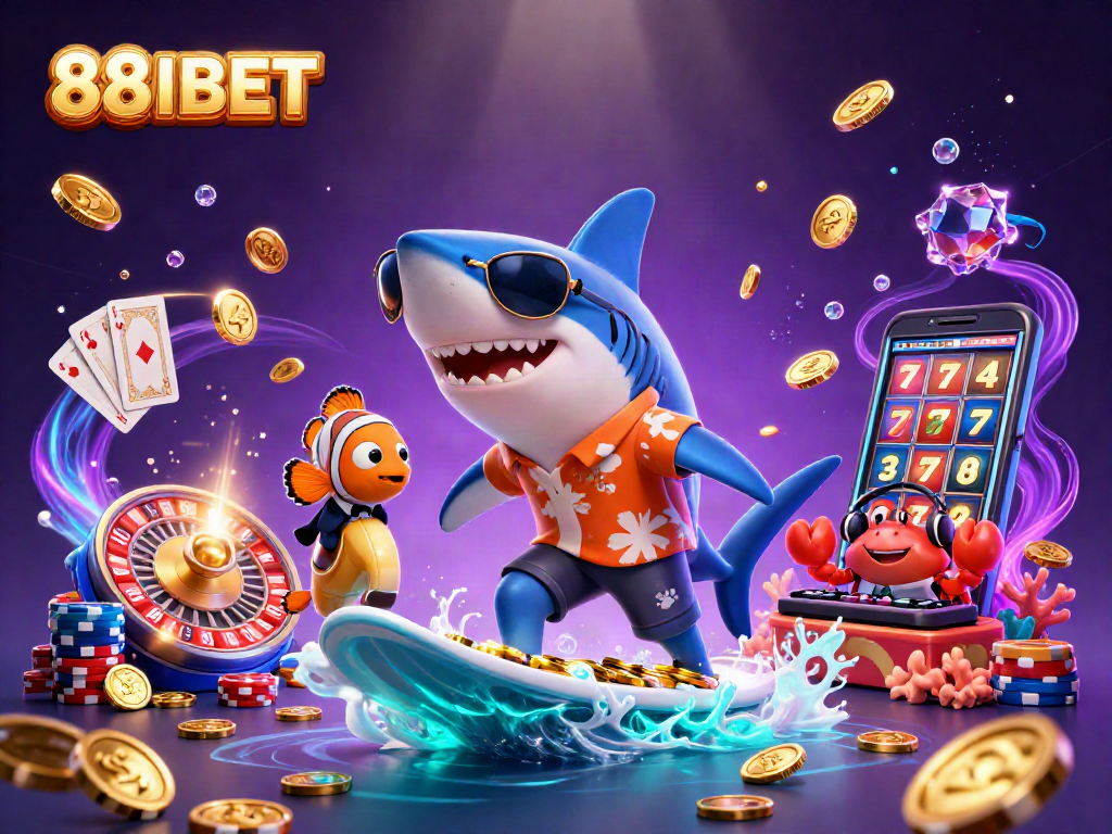 Experience thrilling action at 88IBET with vibrant casino illustrations showcasing fun characters and games.