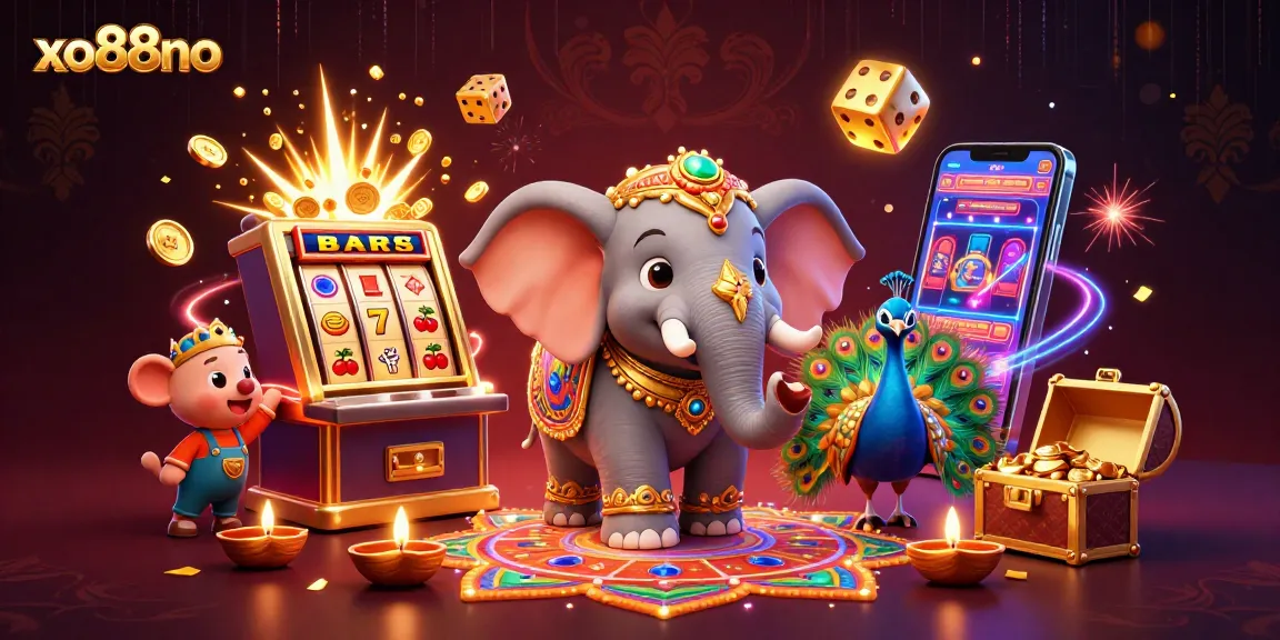 Experience excitement with xo88no's vibrant casino scene showcasing jackpots and playful elements.