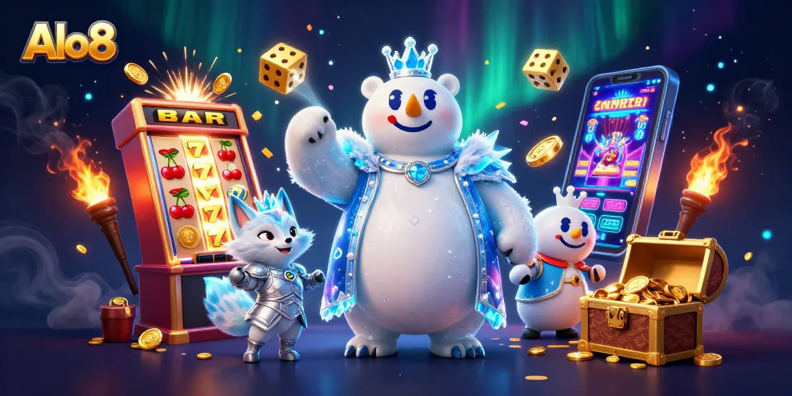 Alo8 showcases an exhilarating jackpot scene with vibrant casino elements, featuring rich games and rewards.