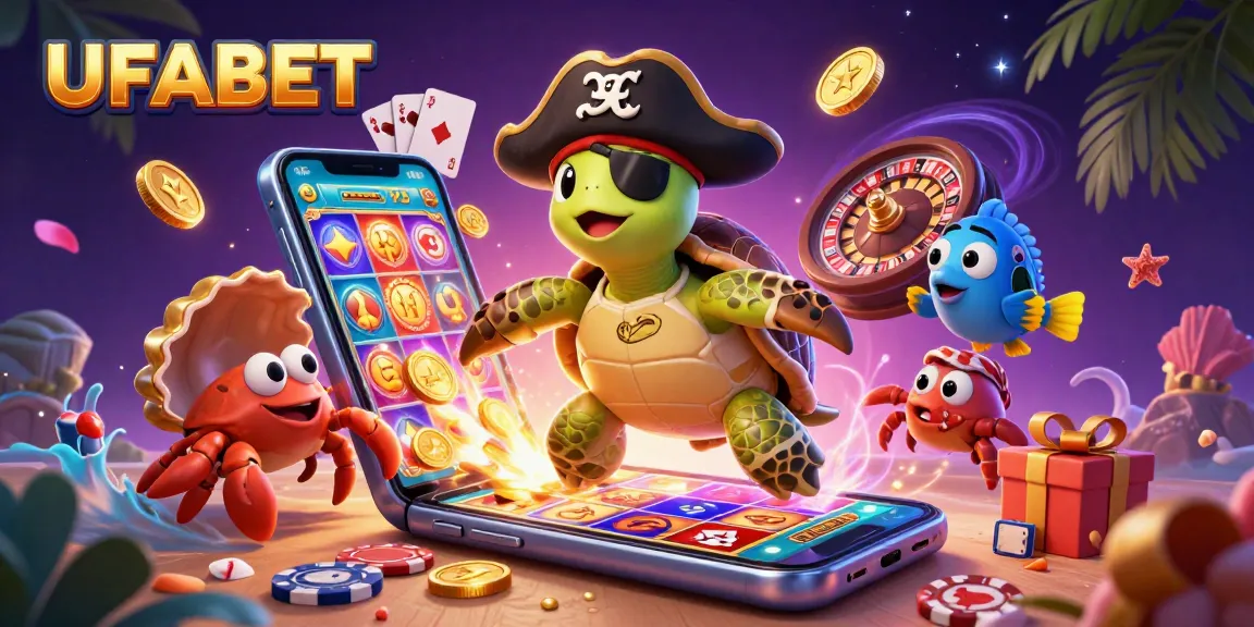 Experience the excitement of winning at UFABET with colorful slot games and vibrant casino elements.