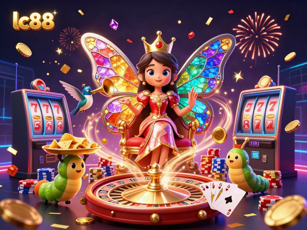 Experience excitement with lc88 as vibrant casino characters celebrate amidst glowing games and golden winnings.