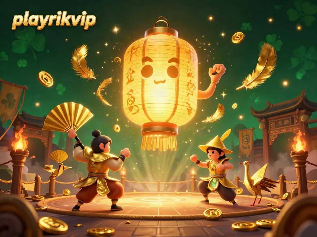 Engage with playrikvip at the casino, showcasing vibrant 3D characters and dynamic gaming elements.