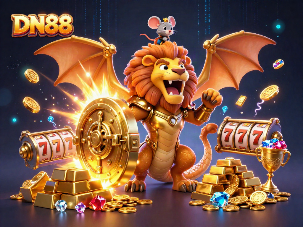 Experience exhilarating wins with DN88 in a vibrant casino scene packed with gold and excitement.