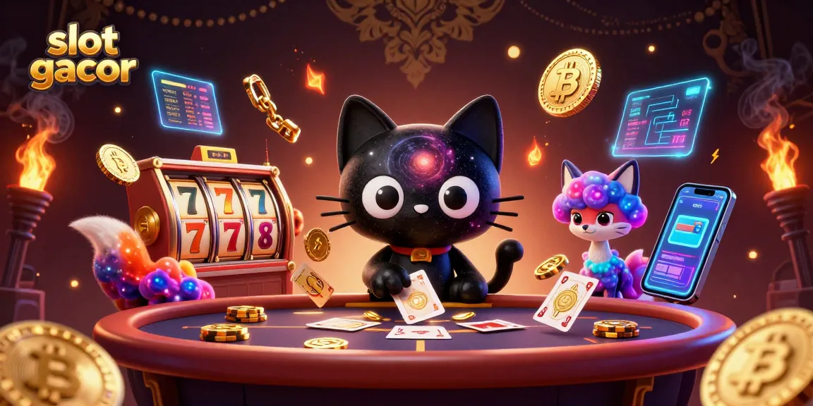 Experience the thrill of slot gacor with a cosmic casino scene featuring dynamic characters and glowing elements.