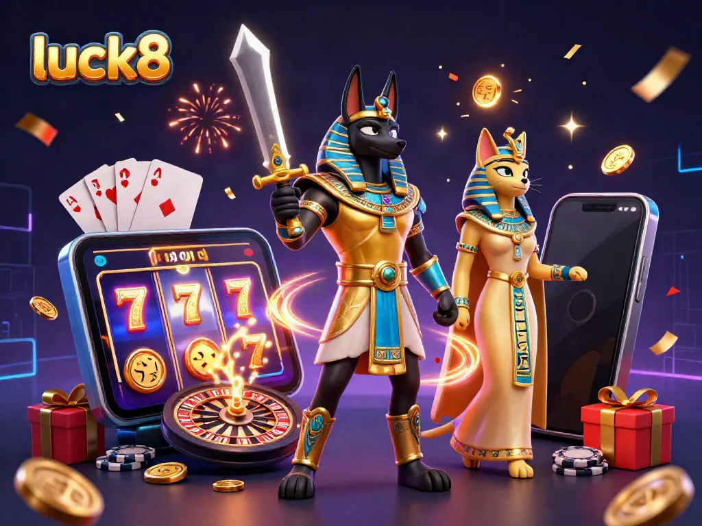 Experience the thrill of luck8's exciting casino atmosphere, where golden coins and vibrant slot games bring fortune alive.