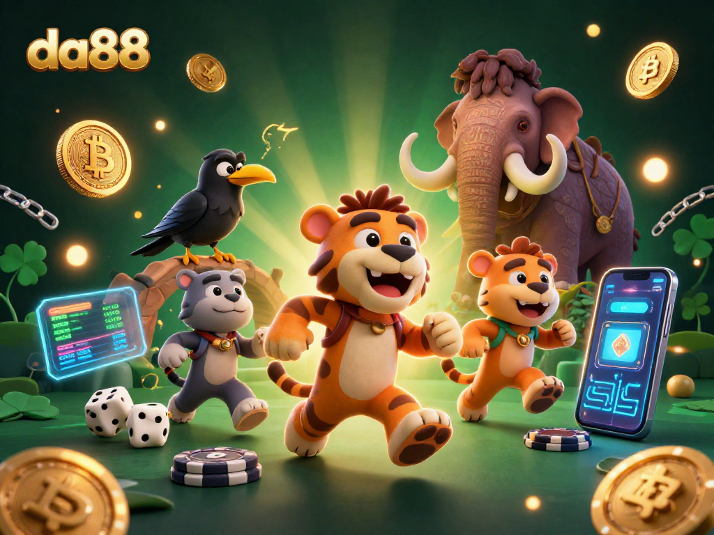 Experience da88's unique prehistoric casino atmosphere filled with vibrant gaming elements.