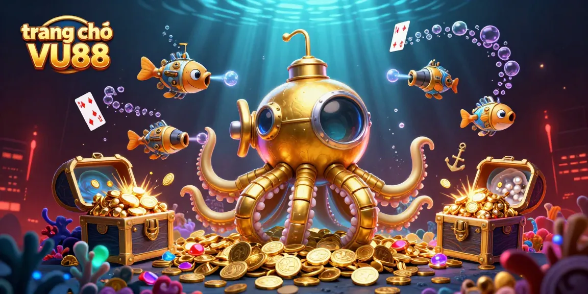 Engage with exciting gameplay on trang chủ VU88 as the golden kraken submarine emerges through coins.