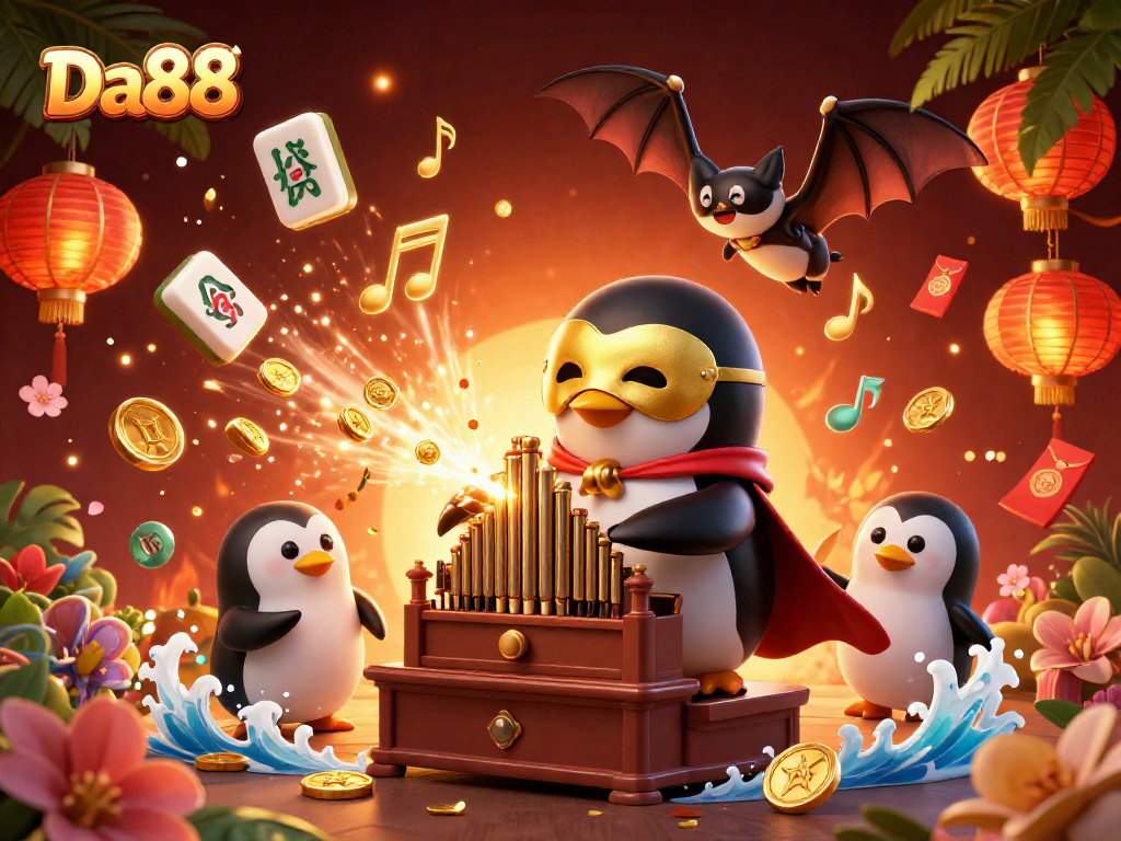Experience the thrill of Da88 with golden coin rewards and festive Chinese elements in a dynamic casino scene.