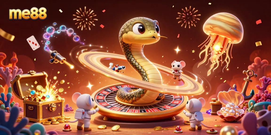 Play thrilling games at me88 casino with vibrant cosmic characters and exciting elements to win top prizes!