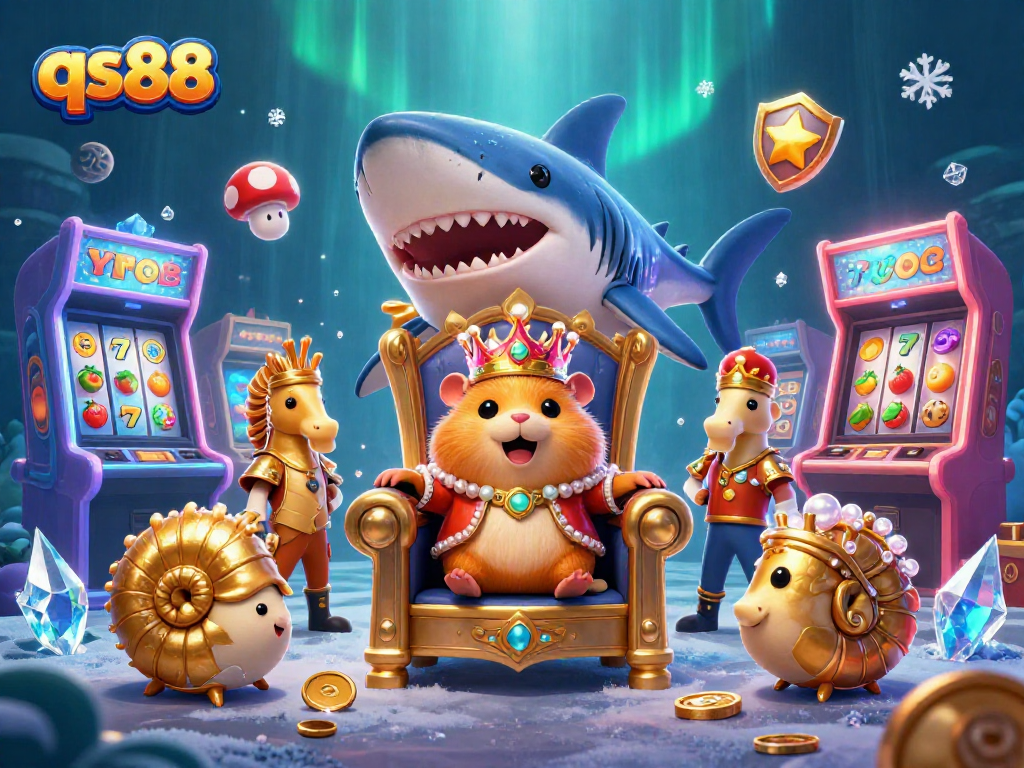 Spin slots and win big with the charming qs88 hamster king and dynamic casino-themed scene.