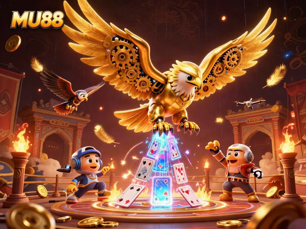 Engage with MU88's electrifying online casino experience through a vibrant superhero-themed illustration.
