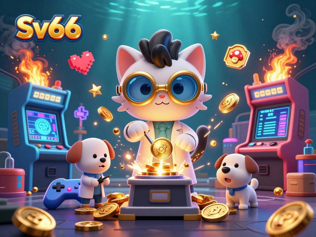 Experience thrilling wins with Sv66 in a dynamic casino-inspired digital illustration.