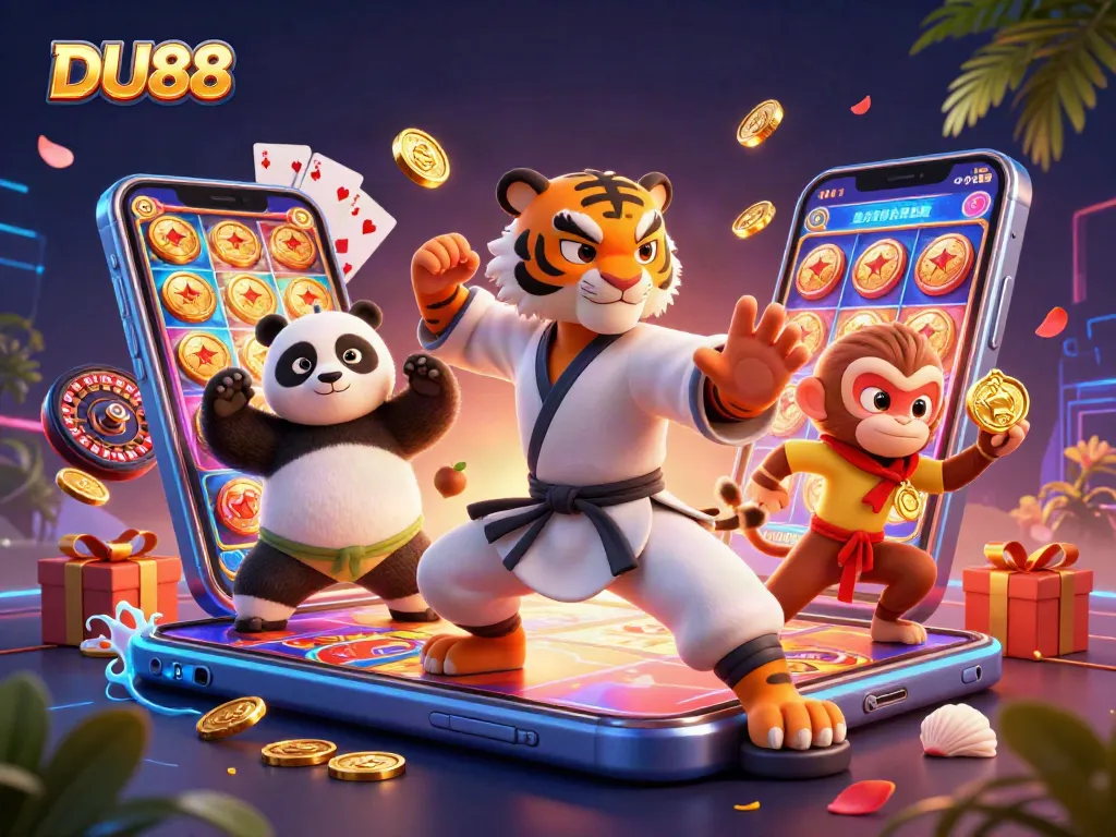 DU88 players unlock exciting rewards in a vibrant casino scene with dynamic gaming elements.