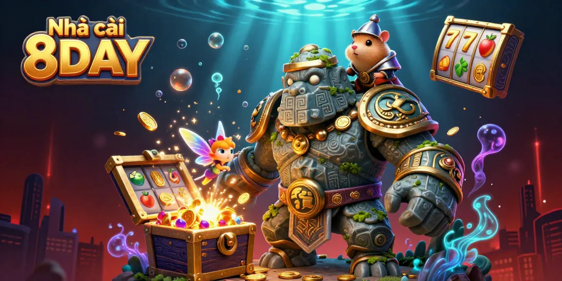 Experience thrilling gameplay at Nhà cái 8DAY with vibrant slot machines and enchanting characters.