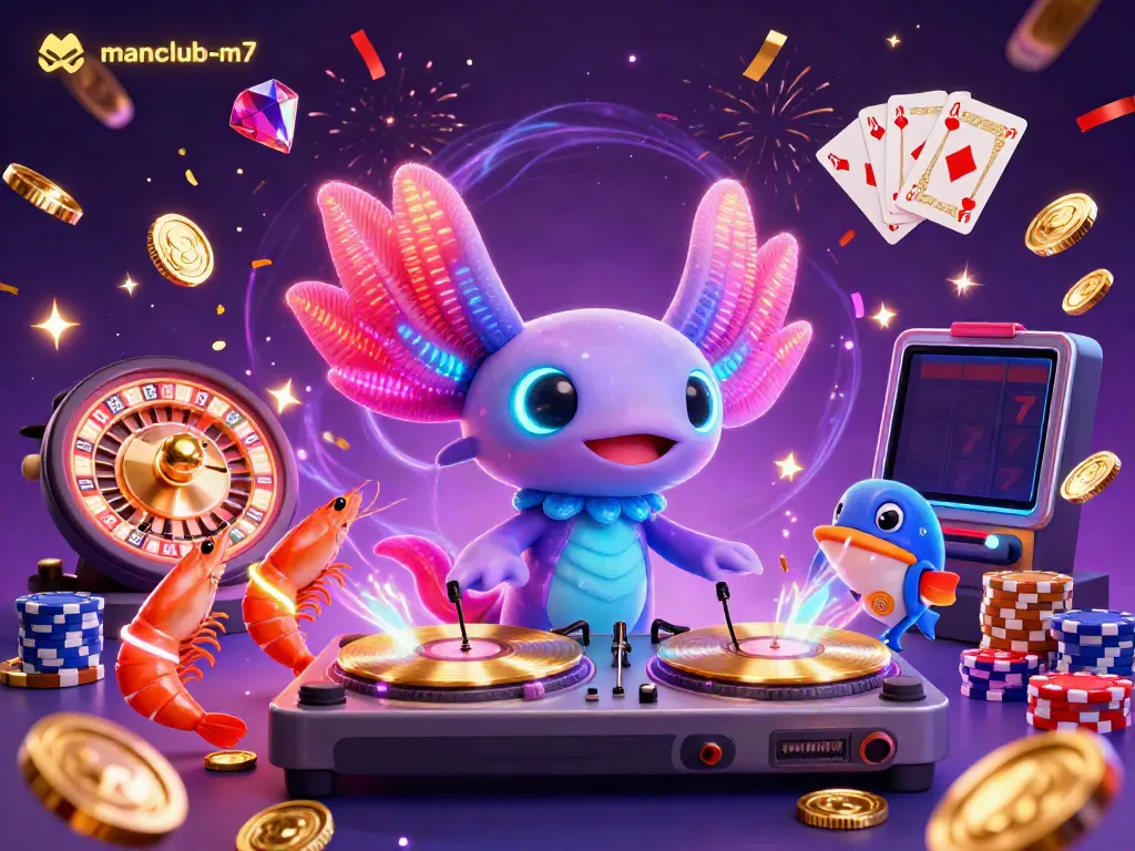 Join the vibrant manclub-m7 casino scene with animated characters celebrating wins through dynamic gameplay.