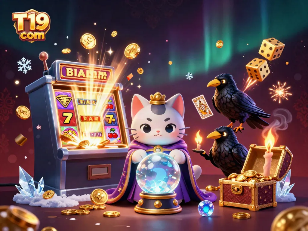 Experience the magic of T19 com with our captivating 3D casino illustration featuring vibrant characters and jackpot symbols.