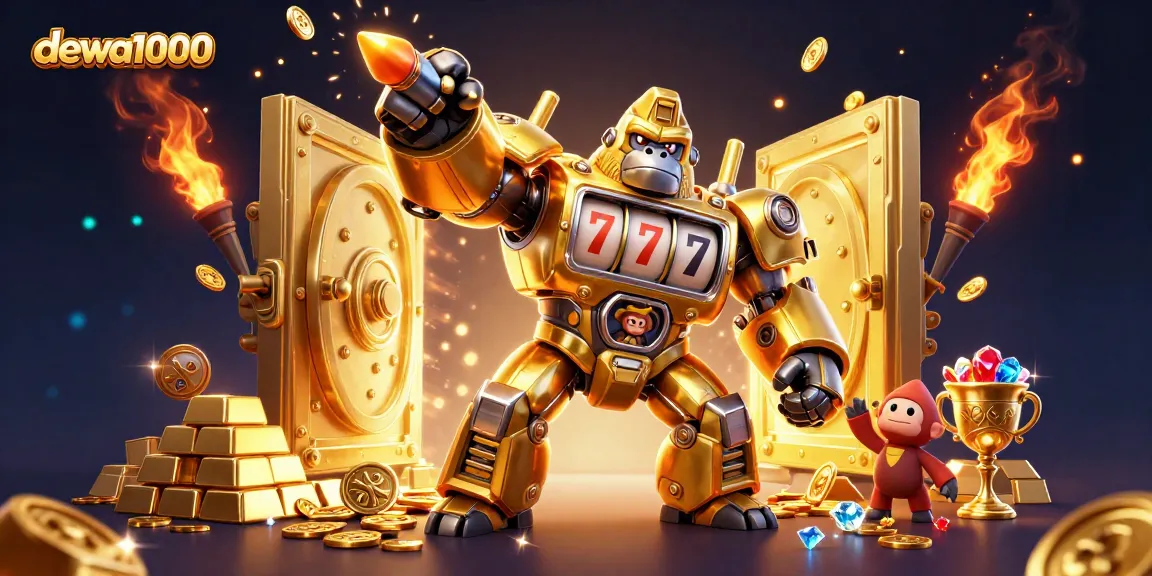 Dewa1000 delivers an exciting gaming experience with a golden mech and explosive wins.