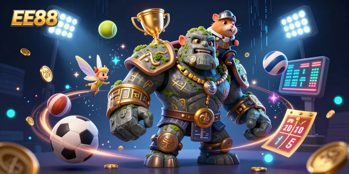 Bet on EE88 and win big with dynamic gaming experiences in this lively illustration.