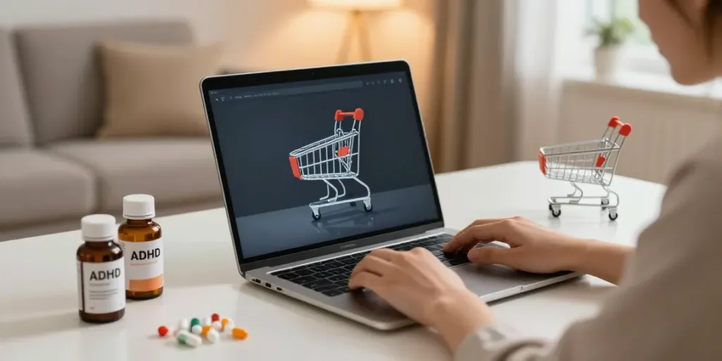 Buy ADHD medication online with ease, showcasing an online shopping experience and e-commerce platform.