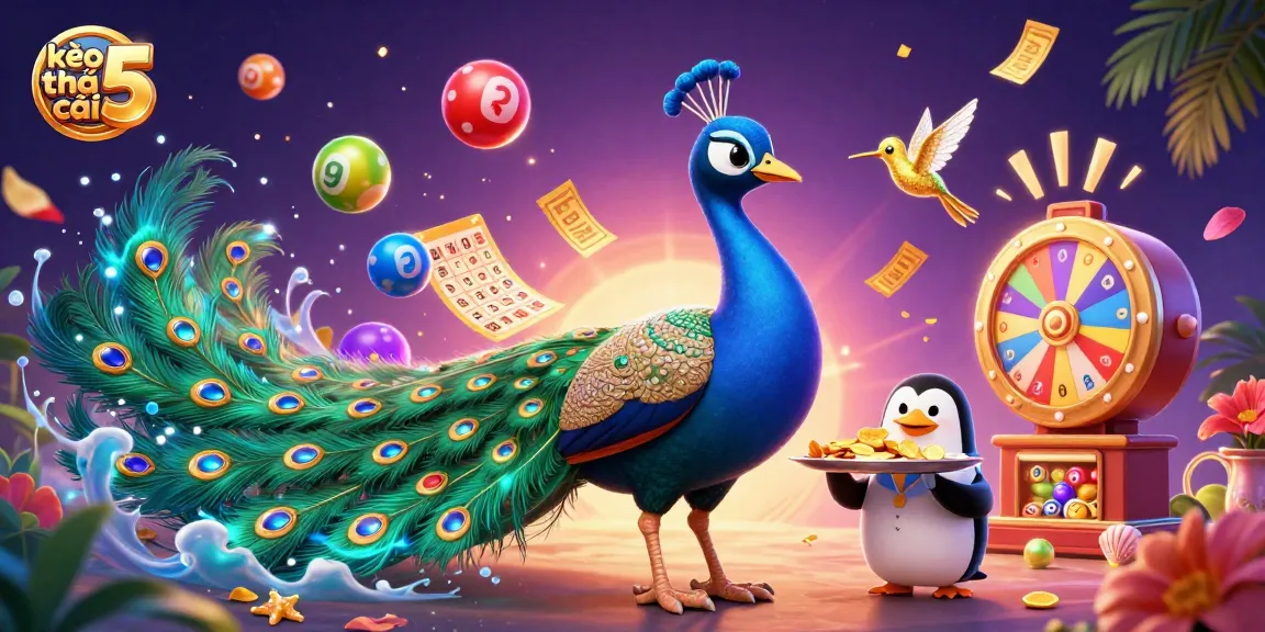 Engage with kèo nhà cái 5 through a vibrant, lively scene of dynamic lottery and casino elements.