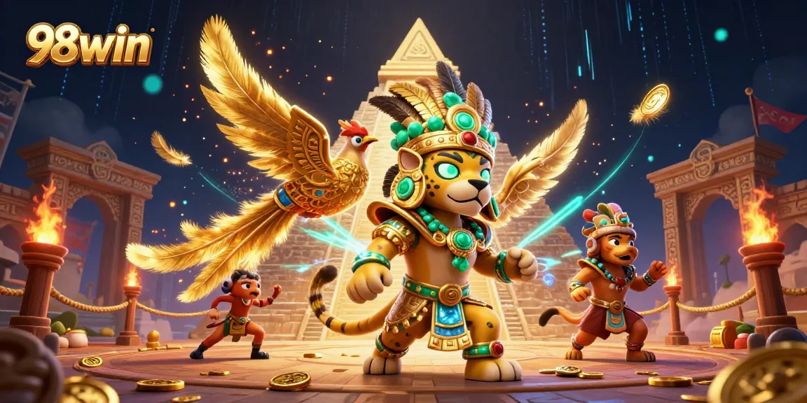 Experience thrilling 98win casino action with a vibrant scene of intricate characters and dynamic elements.
