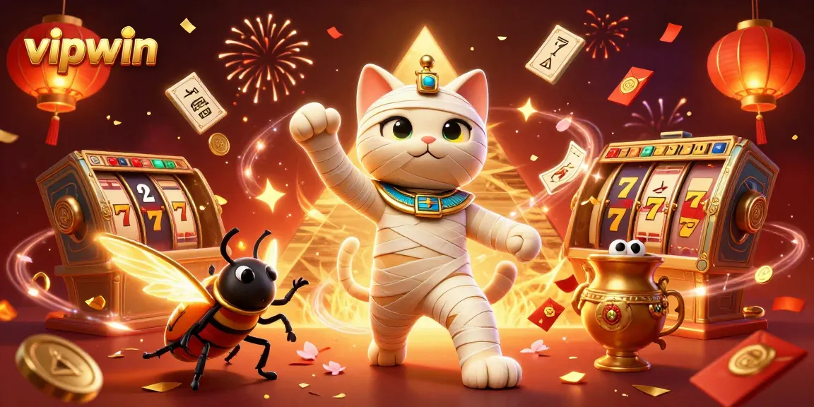 Experience thrilling wins at vipwin with the vibrant 3D scene of an Egyptian mummy and riches.
