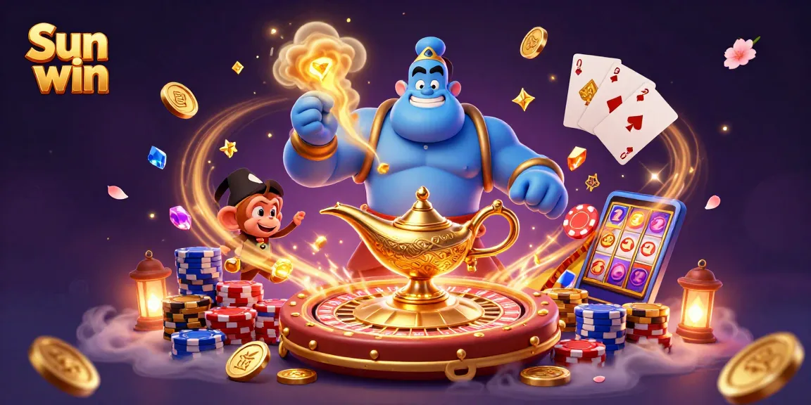 Experience epic wins with Sun win in this vibrant, dynamic casino adventure illustration.