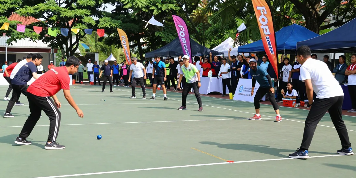 Exciting petanque match at fopikotabitung.org with players aiming boules and lively spectators.