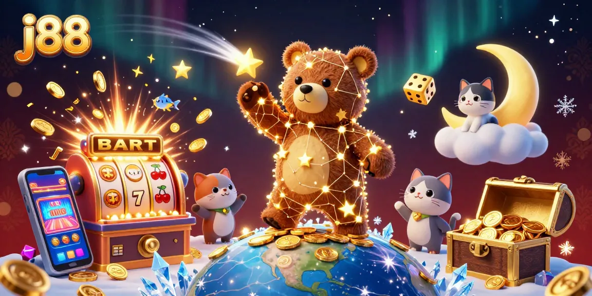 Experience thrilling wins with j88 in an immersive casino adventure featuring vibrant slot machines and treasures.