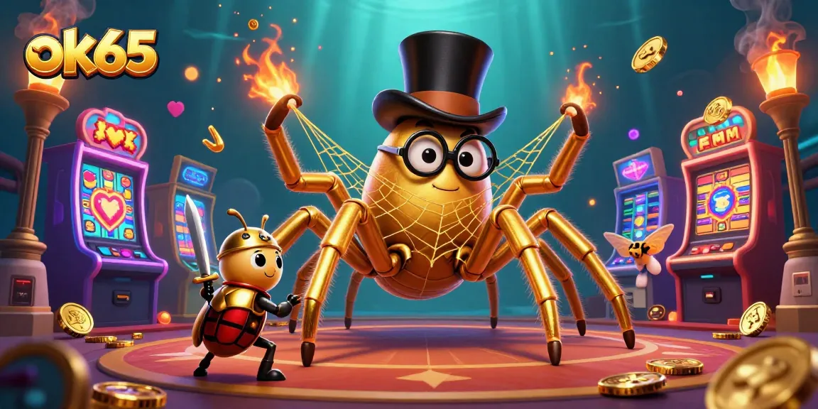 Experience the thrill of casino action with ok65 as the golden tarantula spins golden threads of luck!