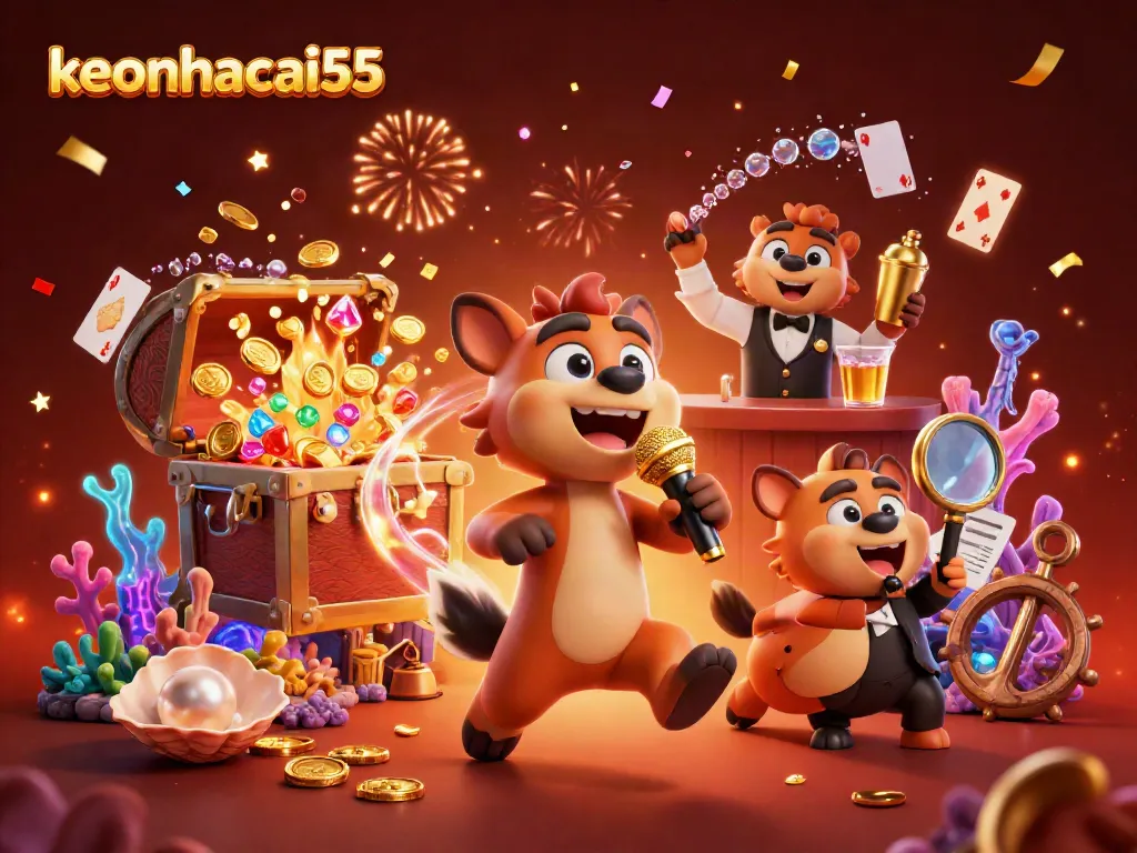 Engaging keonhacai55 scene depicting hyenas in a comedy casino club, featuring vibrant colors and dynamic elements.