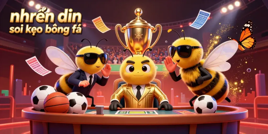 Master sports betting scene showcasing nhận định soi kèo bóng đá with vibrant characters and elements.