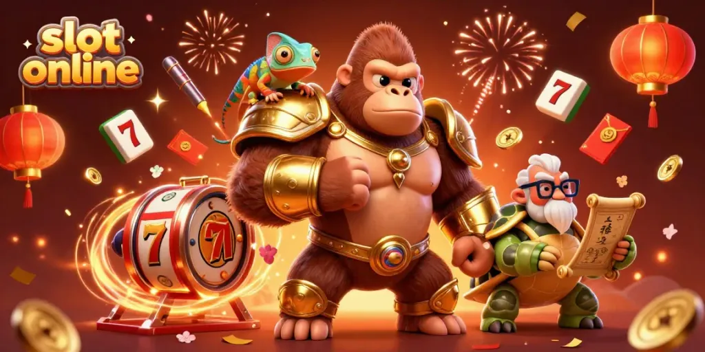 Engage with thrilling slot online action in a vibrant casino scene featuring dynamic characters.