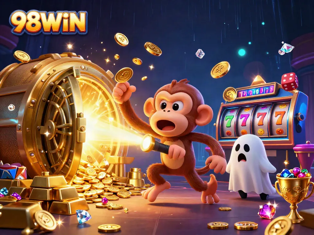 Engage with the vibrant atmosphere of 98WIN, experiencing thrilling casino action with playful elements.