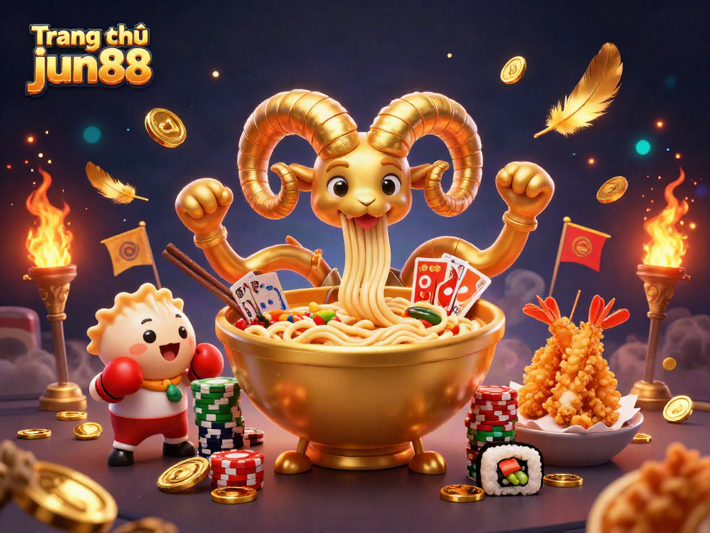 Experience thrilling gameplay at Trang chủ jun88 with the dynamic golden ramen bowl and casino atmosphere.